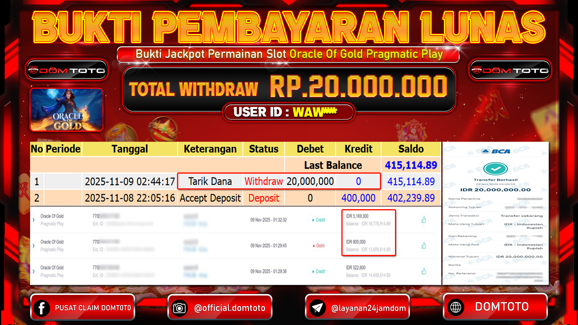 JACKPOT Slot Oracle Of Gold Pragmatic Play 09 NOVEMBER 2025